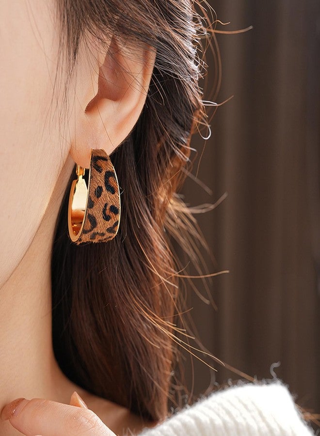 eartif Leopard Earrings Large Hoop Leopard Print Earring for Women Vintage Chunky Gold Cheetah Earrings Animal Print Earring Stud Fashion Jewelry Gift (Leopard) - Image 5